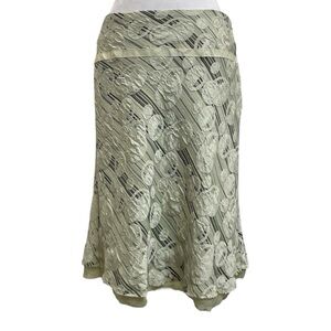 Saint Tropez Green Brocade Striped Vintage 90s Midi Skirt